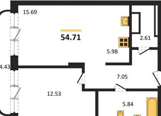 Продаю 1-ком. квартиру, 54.7 м2, Новосибирск, метро Золотая Нива, Ленинградская улица, 342