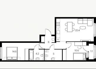 Продается 2-комнатная квартира, 64 м2, Казань, улица Сибгата Хакима, 51, ЖК Столичный