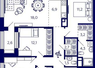 Квартира на продажу свободная планировка, 87.9 м2, Уфа, Октябрьский район, улица Энтузиастов, 7