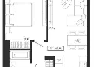 Продается двухкомнатная квартира, 45.5 м2, Новосибирск, улица Семьи Шамшиных, 2