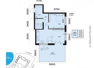 Продается 2-комнатная квартира, 55.5 м2, Уфа, Октябрьский район