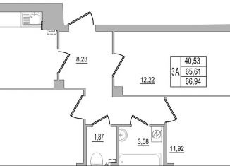 Продам 3-ком. квартиру, 66.9 м2, Псков, улица Юности, 32, ЖК Смарт-квартал