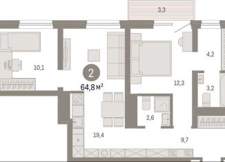 Продажа двухкомнатной квартиры, 64.8 м2, Екатеринбург, метро Уралмаш, улица Стачек, 62