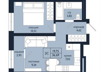 Продаю 2-ком. квартиру, 36.7 м2, Уфа, Советский район