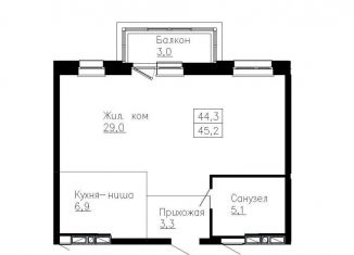 Продается 2-ком. квартира, 45.2 м2, Владивосток