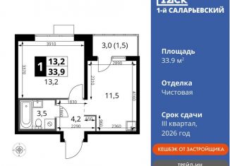 Продажа 1-ком. квартиры, 33.9 м2, Смоленск, Киевское шоссе, 1