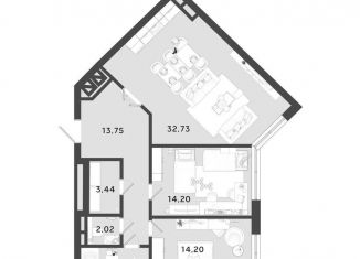 2-комнатная квартира на продажу, 86 м2, Калуга, 3-й Академический проезд, 1