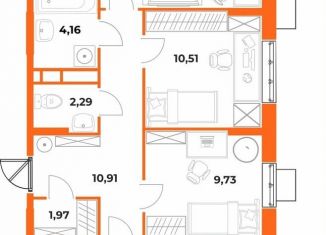 Продам четырехкомнатную квартиру, 78.5 м2, Хабаровский край