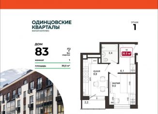 Продается однокомнатная квартира, 30.5 м2, деревня Солманово, ЖК Одинцовские Кварталы