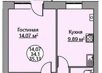 Продается 1-комнатная квартира, 35.1 м2, Краснодарский край