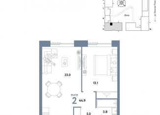 Продается двухкомнатная квартира, 44.9 м2, Москва, ЮВАО