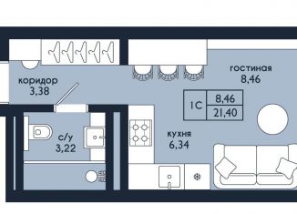 Продажа квартиры студии, 21.4 м2, Уфа, Советский район