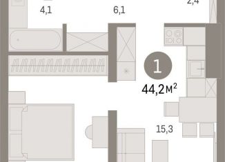 1-ком. квартира на продажу, 44.2 м2, Екатеринбург, улица Стачек, 62