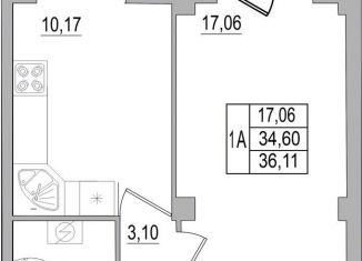 Продажа однокомнатной квартиры, 36.7 м2, Псков, улица Юности, 32, ЖК Смарт-квартал