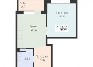 Однокомнатная квартира на продажу, 35.2 м2, Воронеж, Коминтерновский район, Электросигнальная улица, 9Ак2