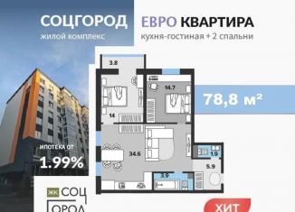 2-комнатная квартира на продажу, 78.8 м2, Димитровград