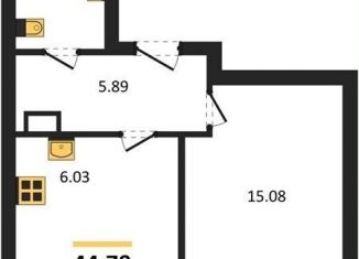 Продам 1-комнатную квартиру, 44.8 м2, Новосибирская область, 1-я Грузинская улица, 32/5