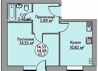 Продается 1-комнатная квартира, 35.7 м2, Краснодарский край