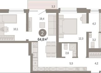 Продается 2-комнатная квартира, 64.8 м2, Екатеринбург, метро Уралмаш, переулок Ритслянда, 11