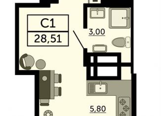 Квартира на продажу студия, 28.5 м2, Ростов-на-Дону, Привокзальная улица, 9, Железнодорожный район