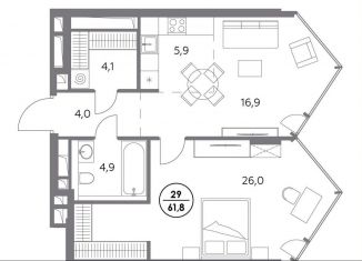 Продажа 1-комнатной квартиры, 61.8 м2, Москва, Шлюзовая набережная, 2/1с1, район Замоскворечье