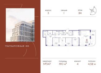 Продажа 4-комнатной квартиры, 190 м2, Москва, Большая Татарская улица, 35с4