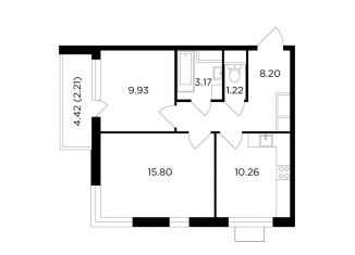 Продается 2-ком. квартира, 50.8 м2, Московская область, микрорайон Клубничное Поле, 10