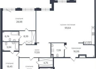 Продам 3-ком. квартиру, 237.5 м2, Санкт-Петербург, Петровская коса, 1к2, Петроградский район