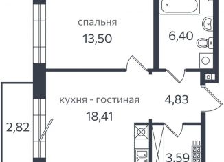 1-комнатная квартира на продажу, 46.4 м2, Санкт-Петербург, Петровская коса, 1к2