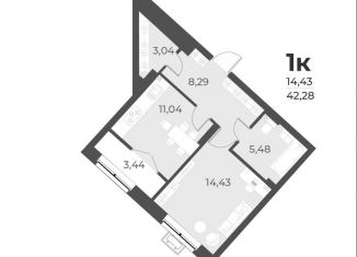 Продаю 1-ком. квартиру, 42.3 м2, Новосибирск, улица Лобачевского, 51/1