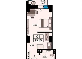 Продается квартира студия, 28.6 м2, Ростов-на-Дону, Красноармейская улица, 157В/83с3