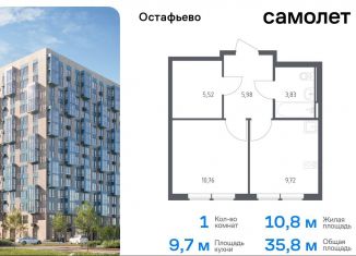 Продажа однокомнатной квартиры, 35.8 м2, Москва, жилой комплекс Остафьево, к21