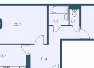 Продается 2-ком. квартира, 60.1 м2, Новосибирская область, Междуреченская улица, 7/1