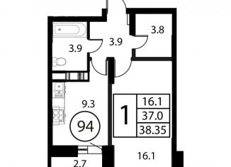 Продается 1-ком. квартира, 38.4 м2, Московская область