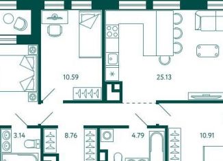 Продаю квартиру свободная планировка, 78.5 м2, Уфа