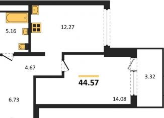 Продам 1-комнатную квартиру, 44.6 м2, Воронеж, Железнодорожный район, набережная Чуева, 7