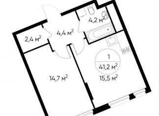 Продажа 1-ком. квартиры, 41.2 м2, Москва, деревня Рассказовка, 1