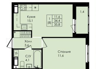 Продается однокомнатная квартира, 35.8 м2, Коммунар, улица Просвещения, 2