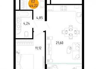 Продам 1-комнатную квартиру, 44.2 м2, Рязанская область