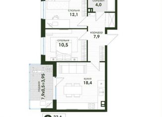 Продается 2-комнатная квартира, 56.9 м2, Краснодар, Прикубанский округ