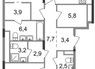 Продам 3-ком. квартиру, 105.7 м2, Московская область