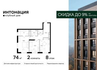 Двухкомнатная квартира на продажу, 74 м2, Москва, СЗАО, Щукинская улица, 3