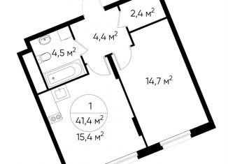 Продается однокомнатная квартира, 41.4 м2, деревня Рассказовка, деревня Рассказовка, 1