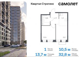 Продаю 1-ком. квартиру, 32.8 м2, Московская область, жилой комплекс Квартал Строгино, к2