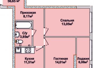 2-комнатная квартира на продажу, 57 м2, Саратов, улица имени С.Ф. Тархова, 29Б/1, Ленинский район