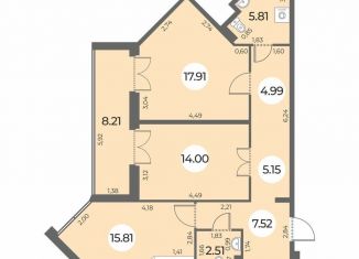 Продается 2-ком. квартира, 77 м2, Санкт-Петербург, муниципальный округ Южно-Приморский