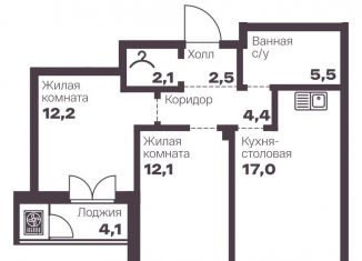 Продажа 2-ком. квартиры, 55.8 м2, Челябинск, проспект Ленина, 19В