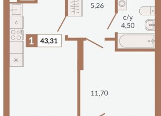 Продажа 1-ком. квартиры, 43.3 м2, Свердловская область