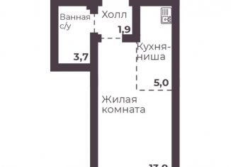 1-ком. квартира на продажу, 24.5 м2, Челябинск, Тракторозаводский район