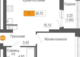 Продаю 1-комнатную квартиру, 36.7 м2, Екатеринбург, метро Чкаловская, улица Академика Бардина, 21